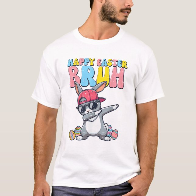 T-shirt Joyeuses Pâques Bruh Lapin Dab Lapin Danse Garçons (Devant)