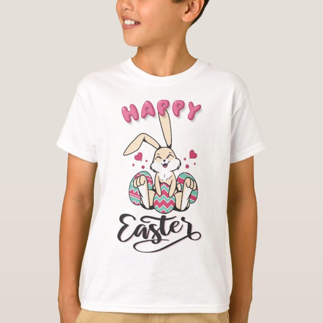 T-shirt Joyeuses Pâques du lapin de Pâques adorable (Devant)