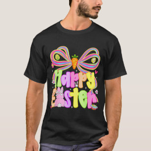 T-shirt Joyeuses Pâques Groovy Rétro Gingham Lapin Carreau