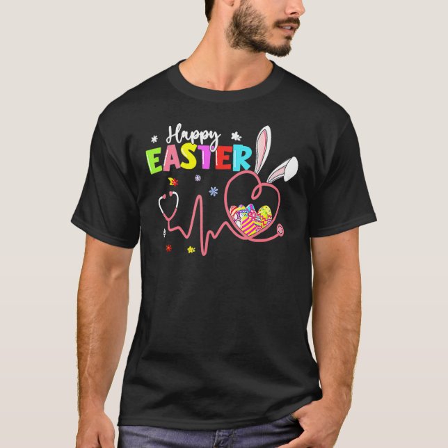 T-shirt Joyeuses Pâques Infirmière Lapin de Pâques Oeufs S (Devant)