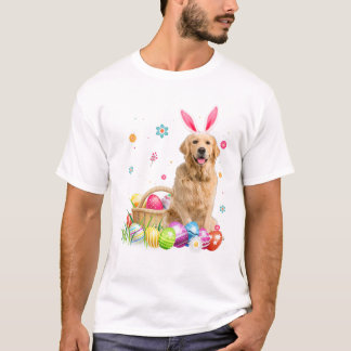 T-shirt Joyeuses Pâques Lapin Mignon Doré