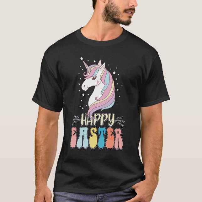T-shirt Joyeuses Pâques Licorne Lapin Œufs (Devant)