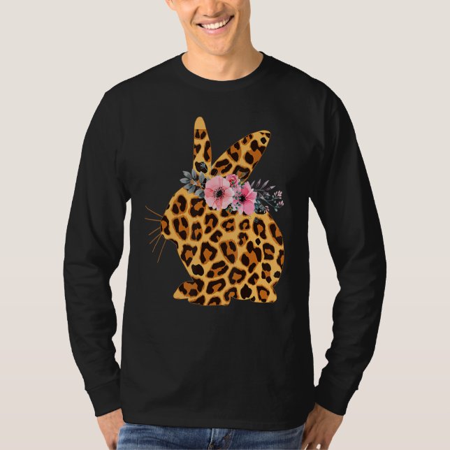 T-shirt Joyeuses Pâques mignonnes Leopard Bunny Rabbit fem (Devant)