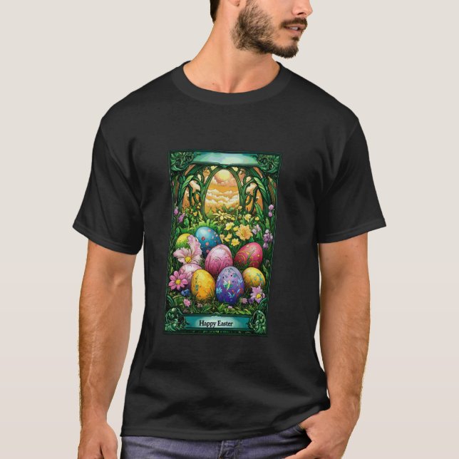 T-shirt Joyeuses Pâques Scène de présentation d'œuf de nat (Devant)