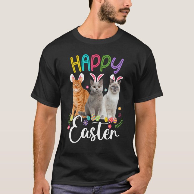 T-shirt Joyeuses Pâques Trois Chat portant l'oreille de la (Devant)
