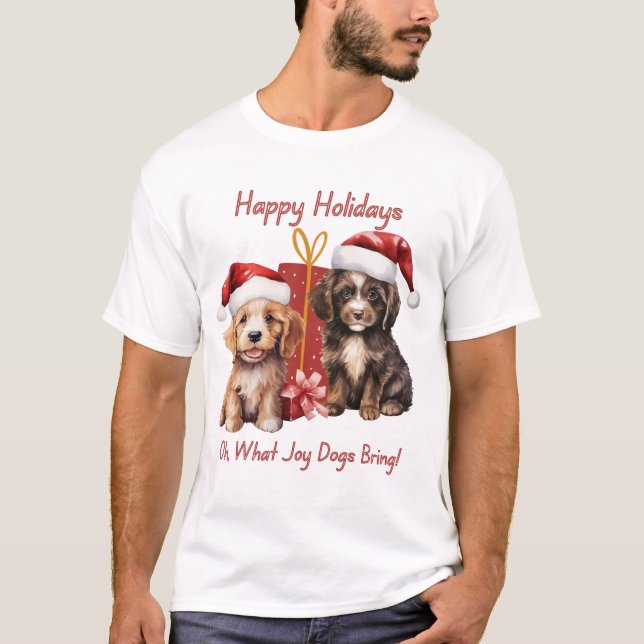 T-shirt Joyeuses Vacances 2 Chiens Oh Que Joy Chiens Appor (Devant)