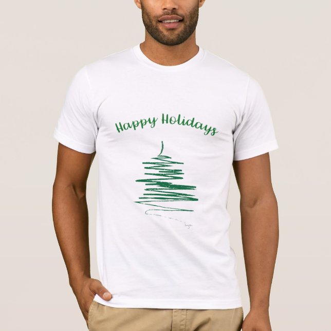 T-shirt Joyeuses Vacances Abstrait arbre vert moderne T-sh (Devant)