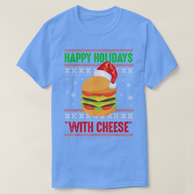 T-shirt Joyeuses Vacances Avec Fromage Burger De Boeuf De  (Design devant)