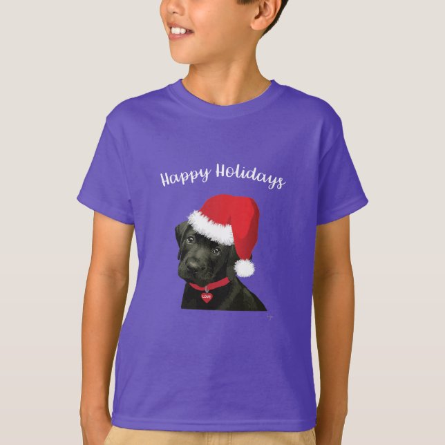 T-shirt Joyeuses vacances Labrador Chien Santa Hat Mignonn (Devant)
