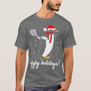 T-shirt Joyeuses vacances Noël Penguin Joueur de tennis Sp