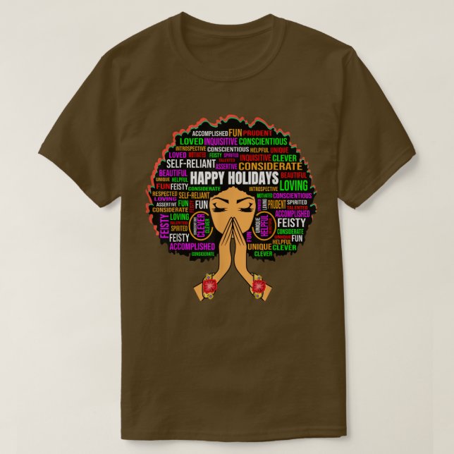 T-shirt Joyeuses vacances prier Melanin Reine Black Sista  (Design devant)