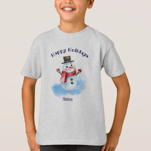 T-shirt Joyeuses vacances Retro Snowman, Jeunesse XS - XL