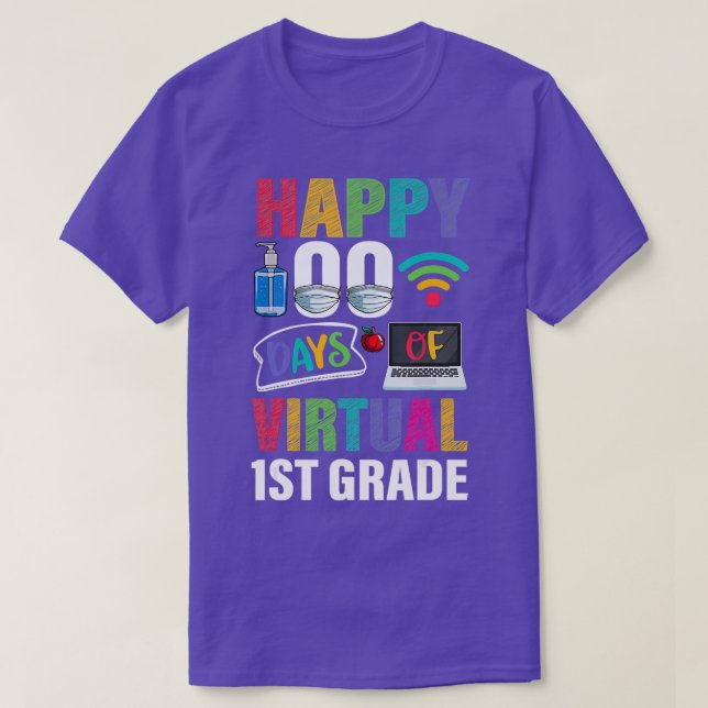 T-shirt Joyeux 100 jours de 1ère année virtuelle Enseignan (Design devant)