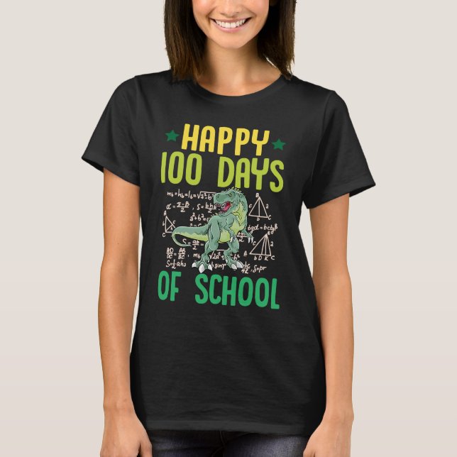 T-shirt Joyeux 100 Jours De L'École Rex Dinosaur Enseignan (Devant)