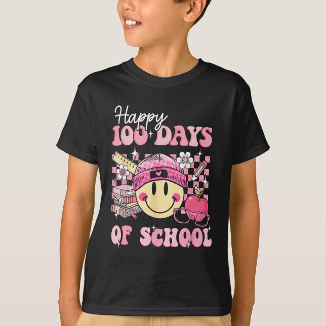 T-shirt Joyeux 100 Jours D'Enseignant Enfants Retro Super (Devant)
