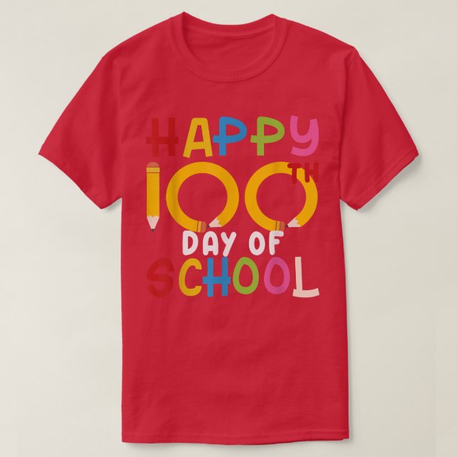 T-shirt Joyeux 100 Jours d'enseignant scolaire Étudiant en (Design devant)
