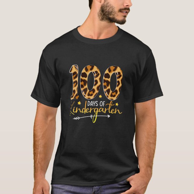 T-shirt Joyeux 100 Jours jardin d'enfants Leopard Virtual  (Devant)