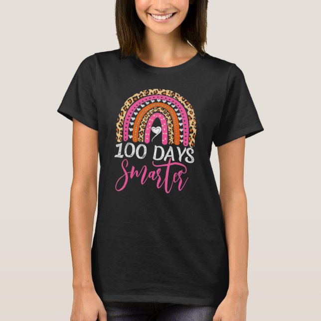 T-shirt Joyeux 100 Jours Smarter Rainbow Leopard 100e Jour (Devant)