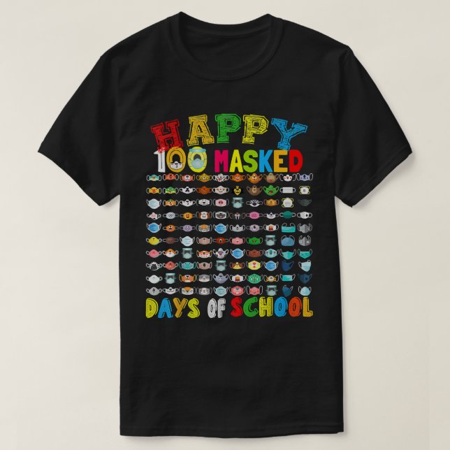 T-shirt Joyeux 100 Masqué Jour de l'école 100 Masques amus (Design devant)
