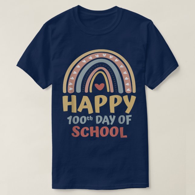 T-shirt Joyeux 100e jour 100 jours de l'école Boho Rainbow (Design devant)