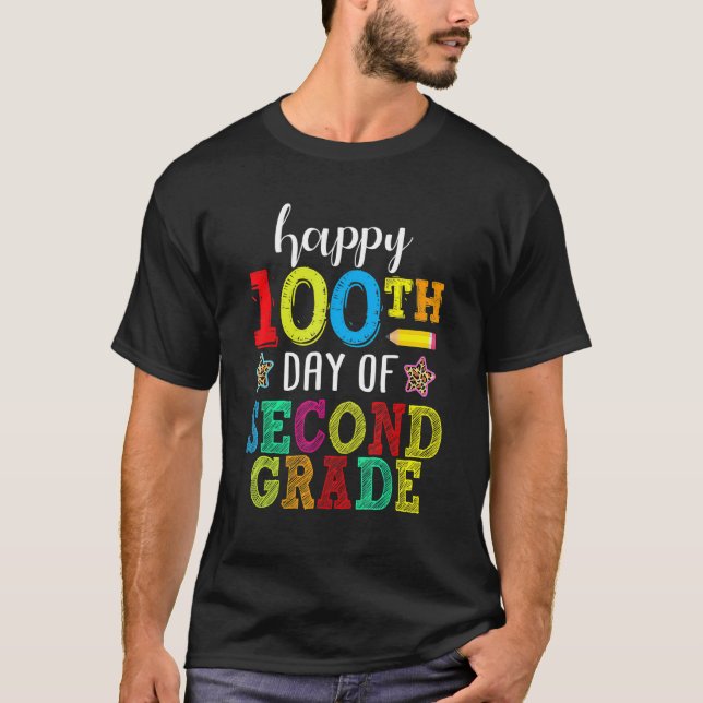 T-shirt Joyeux 100e jour de 2e année Enseignant de deuxièm (Devant)