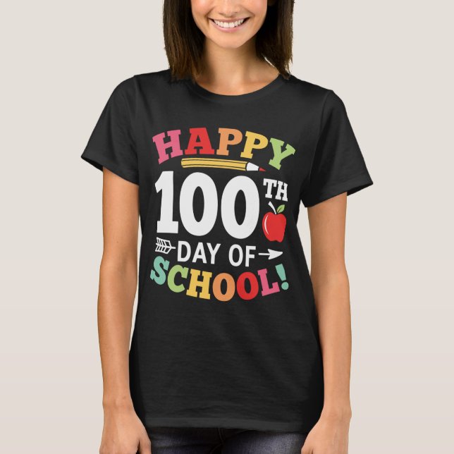 T-shirt Joyeux 100e Jour De Cadeau De L'Enseignant (Devant)