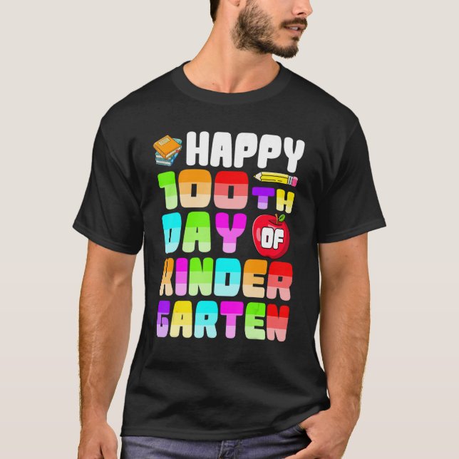 T-shirt Joyeux 100E Jour De Chemises De Jardin D'Enfant, K (Devant)