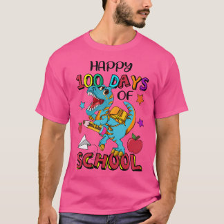 T-shirt Joyeux 100E Jour De Dinosaure Scolaire 100 Jours K