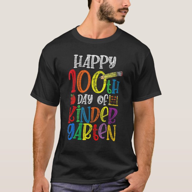 T-shirt Joyeux 100E Jour De Kinder Garten 100 Jours De Sch (Devant)