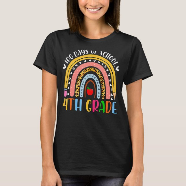 T-shirt Joyeux 100e jour de l'école 4e année professeur Ra (Devant)