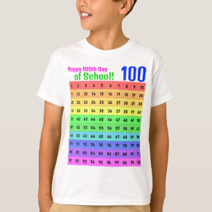 T-shirt Joyeux 100e jour de l'école, Colorful Hunsts Chart