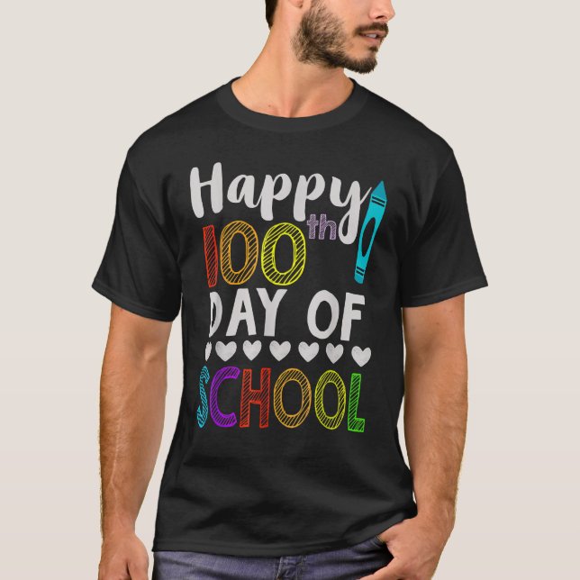 T-shirt Joyeux 100e jour de l'école maternelle Enseignant  (Devant)