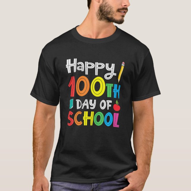 T-shirt Joyeux 100E Jour De L'Enseignant Étudiant (Devant)