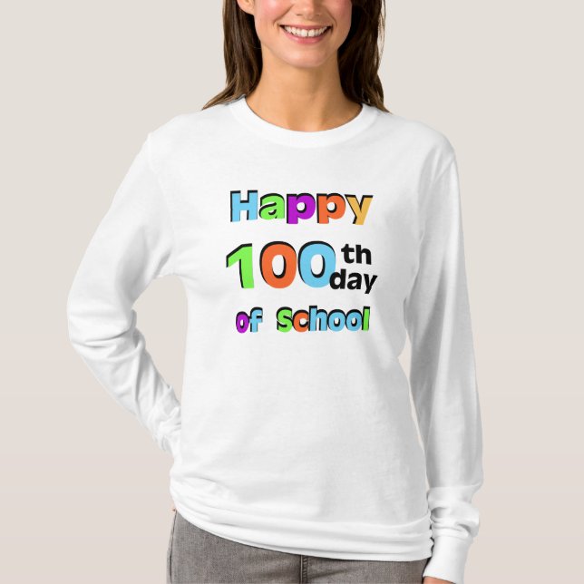 T-shirt Joyeux 100e jour d'école (Devant)
