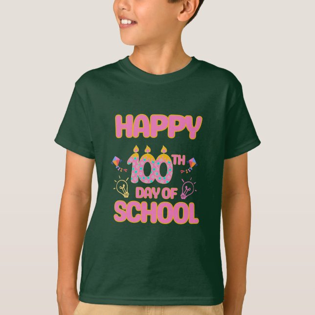 T-shirt Joyeux 100e jour d'école  (Devant)