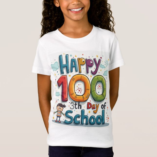 T-Shirt Joyeux 100e jour d'école (Devant)