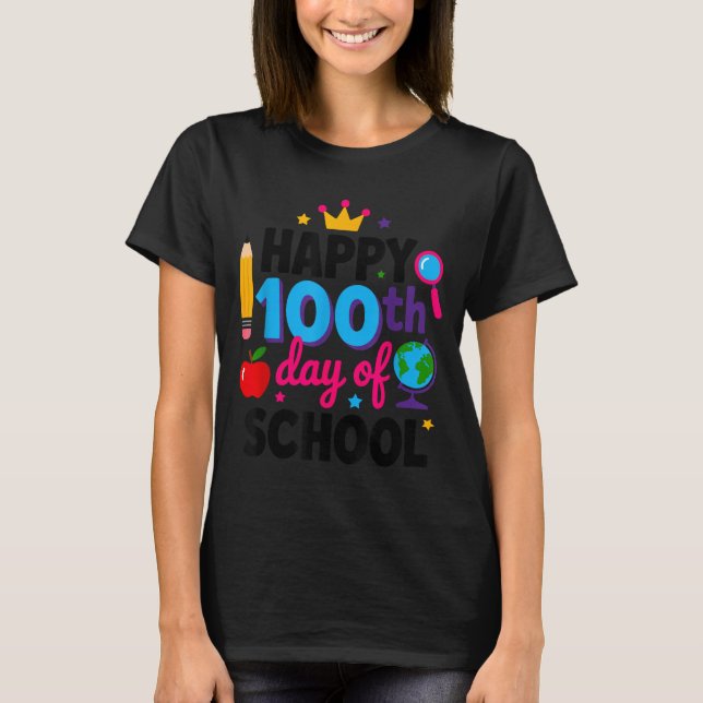 T-shirt Joyeux 100e jour d'école 100 jours plus intelligen (Devant)