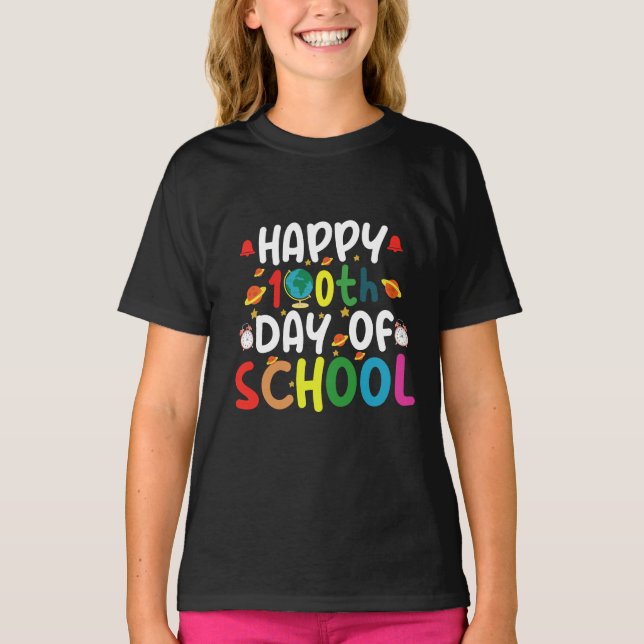 T-shirt Joyeux 100e jour d'école Enseignant Élève (Devant)