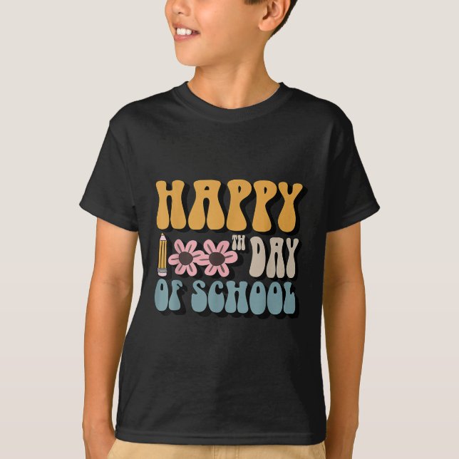 T-shirt Joyeux 100e jour d'école enseignants élève heureux (Devant)