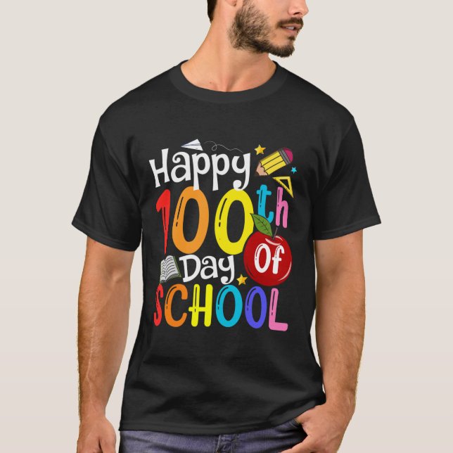 T-shirt Joyeux 100e jour d'école enseignants élève heureux (Devant)