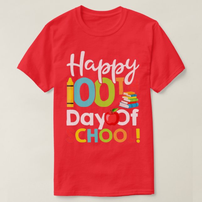 T-shirt Joyeux 100e jour d'école pour enseignant ou enfant (Design devant)