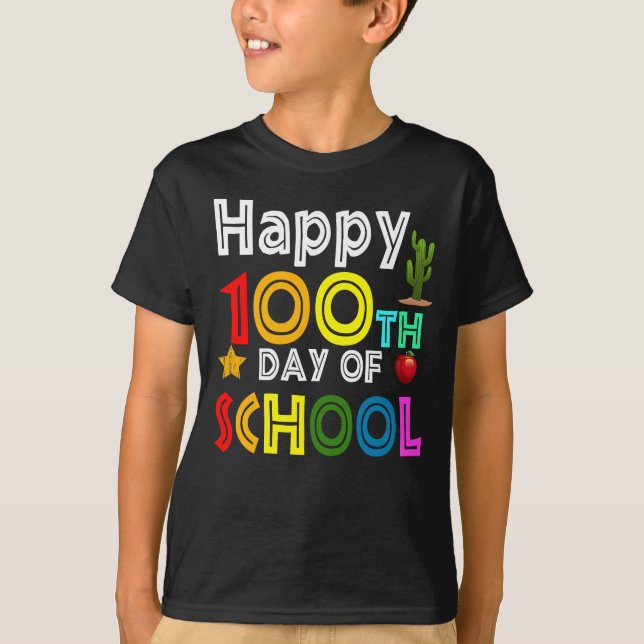 T-shirt joyeux 100e jour d'école pour les élèves préscolai (Devant)