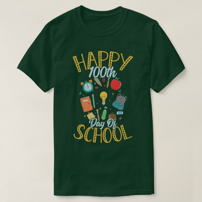 T-shirt Joyeux 100e jour d'école pour un élève de 1ère ann (Design devant)