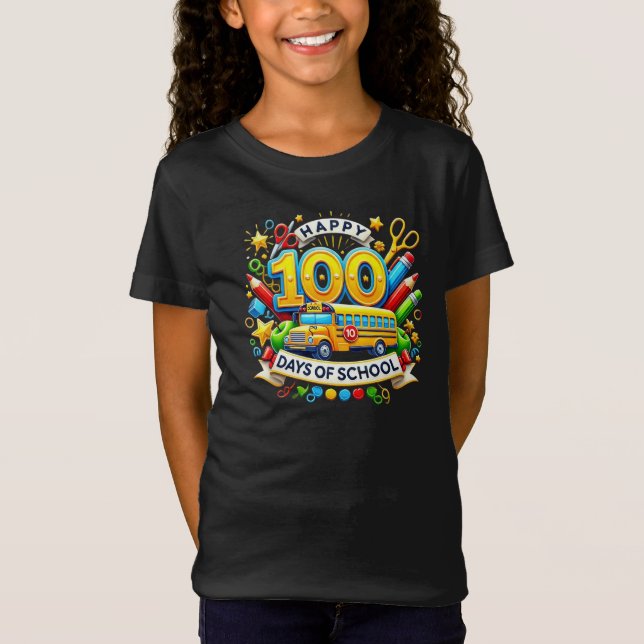 T-Shirt Joyeux 100e Jour École Milestone Enfants Enseignan (Devant)