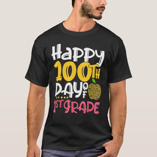 T-shirt Joyeux 100ème Jour De 1ère Année Enseignante Fille (Devant)
