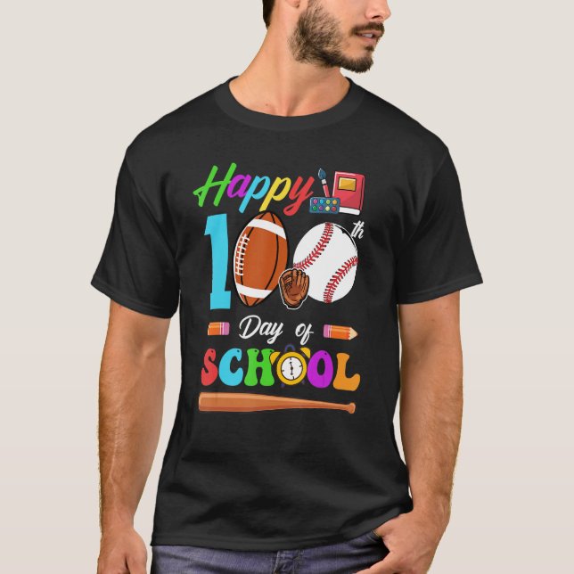 T-shirt Joyeux 100ème Jour De Football Scolaire Garçons G (Devant)
