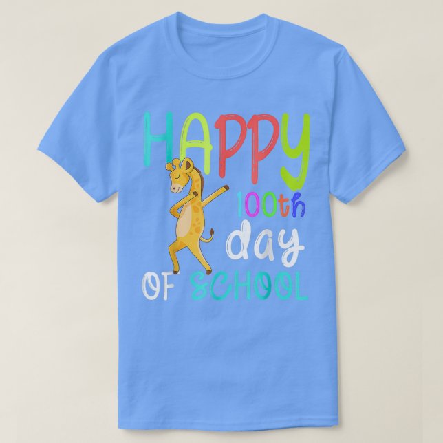 T-shirt Joyeux 100ème Jour De L'École Dabbing Giraffe 100  (Design devant)