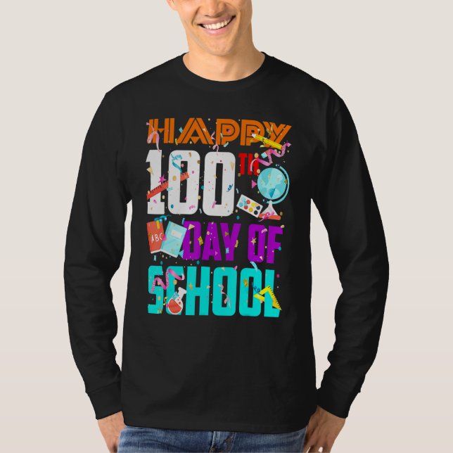 T-shirt Joyeux 100ème Jour De L'École Drôle Enseignant Ki (Devant)