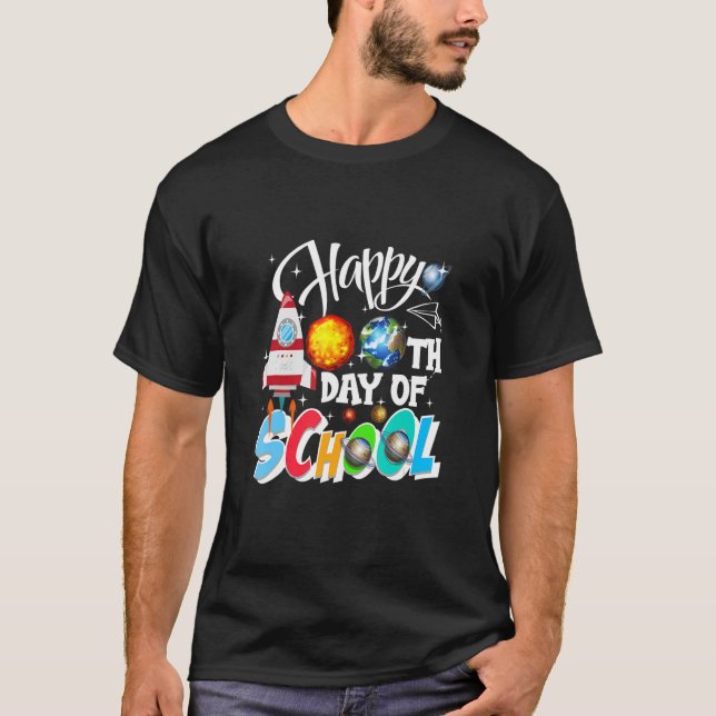 T-shirt Joyeux 100ème Jour De L'École Enseignant Spatial K (Devant)