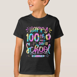 T-shirt Joyeux 100ème Jour De L'École Tie Dye Arc En Ciel